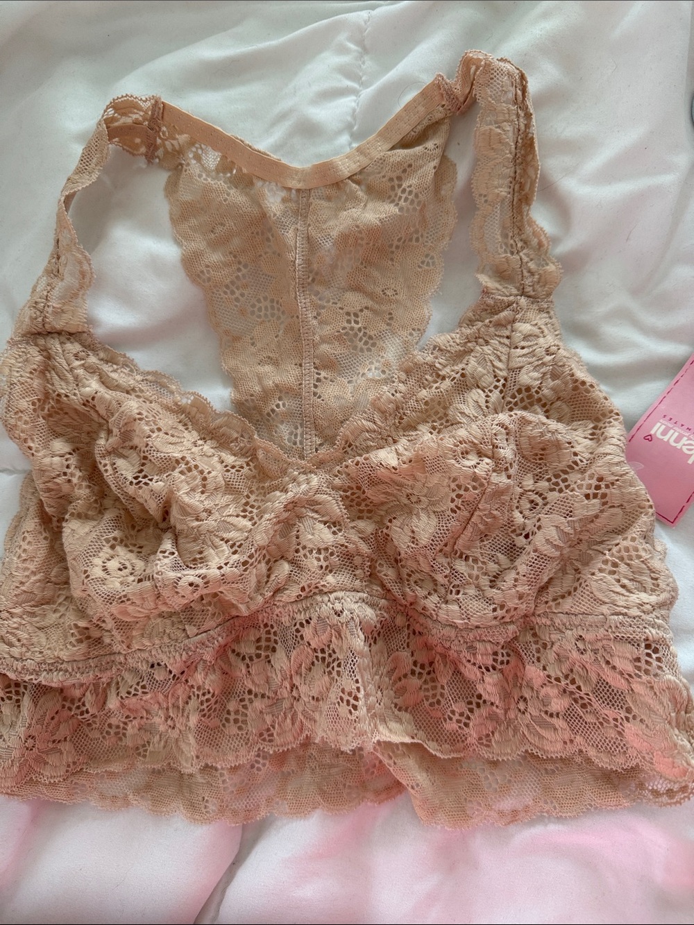 Jenni by Jennifer Moore tan colored  Lace Bralette Tank
